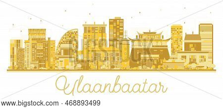 Ulaanbaatar Mongolia City Skyline Golden Silhouette. Vector Illustration. Simple Flat Concept For To