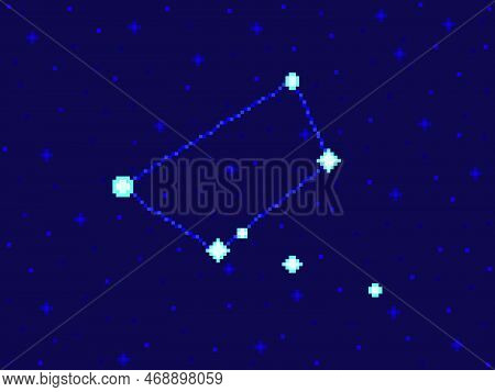 Norma Constellation In Pixel Art Style. 8-bit Stars In The Night Sky In Retro Video Game Style. Clus