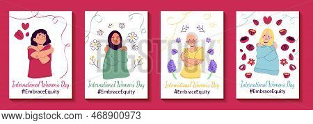 Embrace Equity International Womens Day Cards Vector Illustration