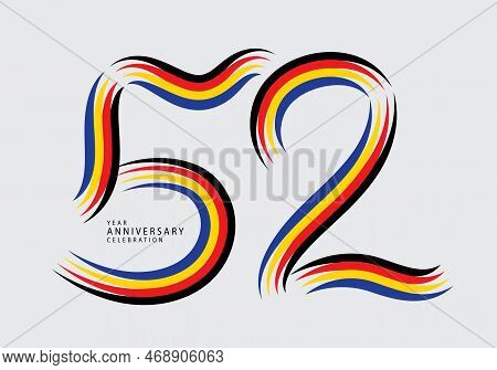 52 Years Anniversary Celebration Logotype Colorful Line Vector, 52th Birthday Logo, 52 Number, Banne