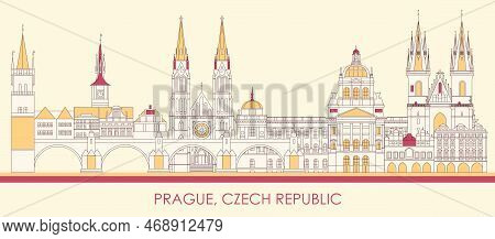 Cartoon Skyline Panorama Of City Of Prague, Czech Republic - Vector Illustration