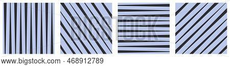 Set Of Simple Square Patterns From Unstable Width Strips. Horizontal Vertical And Diagonal Lines Bac