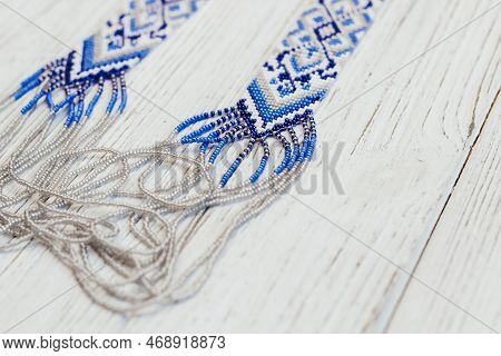 Geometric Pattern On The Gerdan Ornament, Ukrainian Beaded Ornament, Amulet.