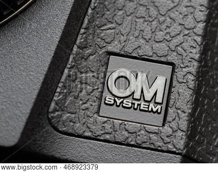 Galati, Romania - January 12, 2023: Om System Presenting The New M43 Mirrorless Camera Om-1 To Local