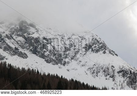 Winter Snow Storm In The High Mountain In Valle Aurina, Alto Adige, Italy
