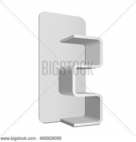 Mockup Zigzag, Crankle Retail Shelves Floor Display Rack For Supermarket Blank Empty. Cell. Cardboar