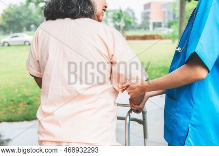 The Doctor Shook Hands, Encouraged And Supported The Patient, Which Holds A Cane To Help Support In 