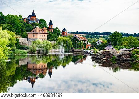 Photography On Theme Ancient Brick Castle With Large Tower