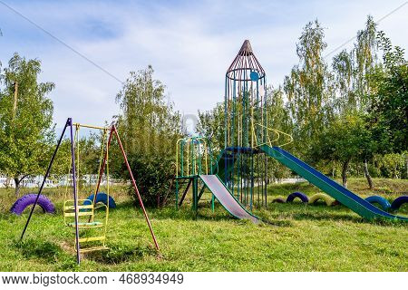 Photography On Theme Empty Playground Equipment For Kids