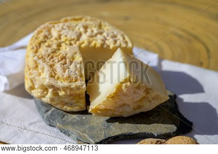 Tasting Of Local Portuguese Matured Cheese Queijo Serpa,  Setubal Area, Portugal