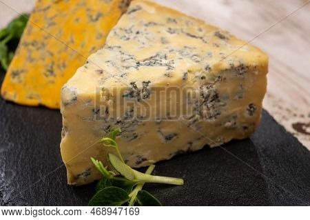Cheese Collection, English Old Shropshire Blue And Stilton Blue Cheeses
