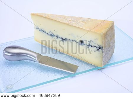 French Semi-soft Cow Milk Cheese Morbier From Franche-comte Region With Thin Black Layer And Strong