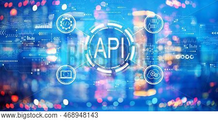 Api - Application Programming Interface Concept With Blurred City Lights At Night