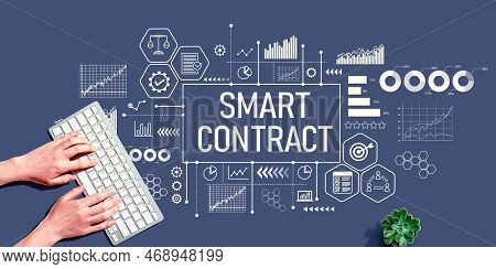 Smart Contract Theme With Person Using A Computer Keyboard