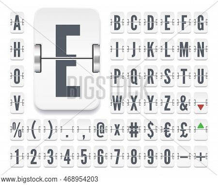 White Airport Mechanical Flip Scoreboard Terminal Alphabet Font With Numbers To Display Stock Exchan