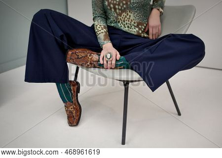 Stylish Women Fashion Accessories And Clothing, Flared Trousers, Striped Color Socks, Animal Print L