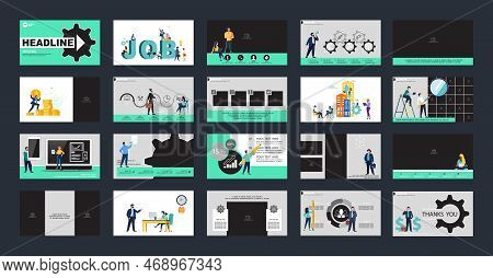 Business Presentation, Power Point, Infographic Design Template With Green Elements, Background. Sta