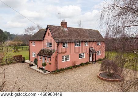 Cromwell Cottage, Kennett, Suffolk, England - March 1 2019: Substantial Detached Cottage Within Land