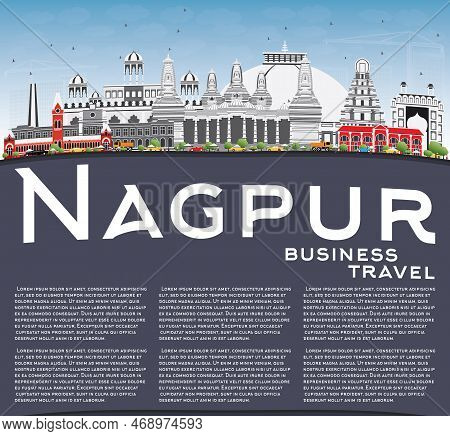 Nagpur Skyline With Gray Buildings, Blue Sky And Copy Space. Vector Illustration. Business Travel An