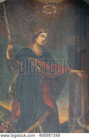 Gornji Dubovec, Croatia - June 26, 2012: Saint Margaret, Altarpiece In The Parish Church Of Saint Ma