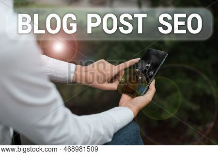 Conceptual Caption Blog Post Seo. Business Showcase Search Engine Optimization Applied To Blogging S
