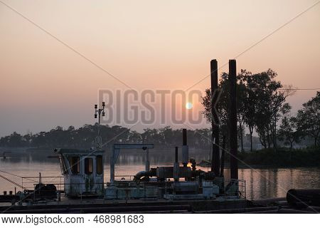Lake Monate Seen From Travedona Monate At Sunset; View Towards Cadrezzate; Province Of Varese, Italy