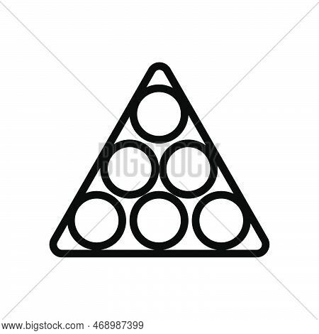 Billiard Balls Line Icon Isolated On White Background. Black Flat Thin Icon On Modern Outline Style.