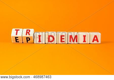 Covid-19 Epidemic Or Tridemic Symbol. Concept Word Epidemic And Tridemic On Wooden Cubes. Beautiful 