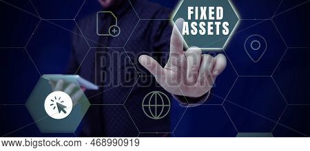 Conceptual Display Fixed Assets. Internet Concept Long-term Tangible Piece Of Property Or Equipment 