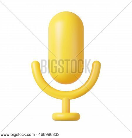 3d Podcast Microphone On Stand, Audio Equipment Icon. Professional Equipment For Audio Broadcasts An