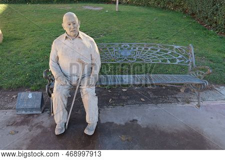 Biar, Alicante, Spain, January 14, 2023: Sculpture Of The Writer Diego Camarasa Puerto In Biar, Alic