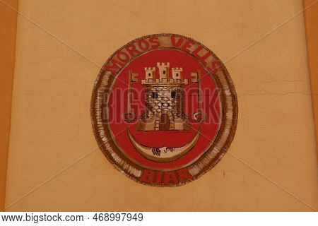 Biar, Alicante, Spain, January 14, 2023: Coat Of Arms Of The Moros Vells Group In Biar, Alicante, Sp