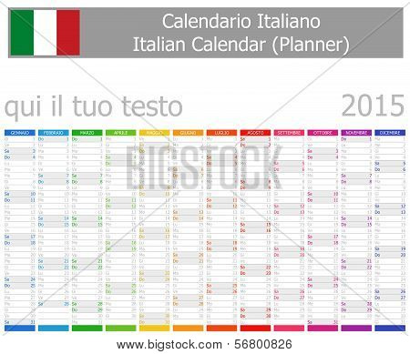 2015 Italian Planner Calendar with Vertical Months
