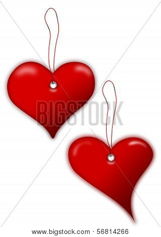 Heart Shaped Price Tags Isolated On A White Background