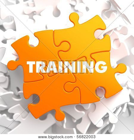 Training on Yellow Puzzle. Educational Concept.