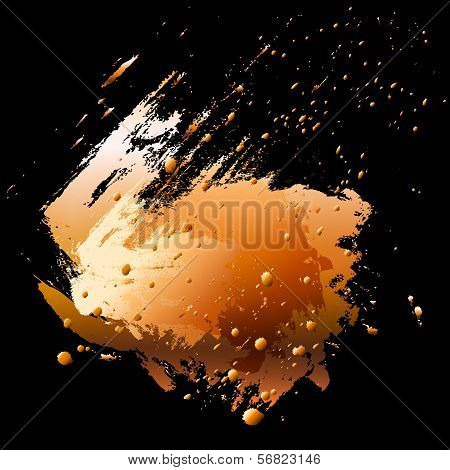 Abstract Design Element. Vector Brush Stroke And Paint Splashes. Bronze.