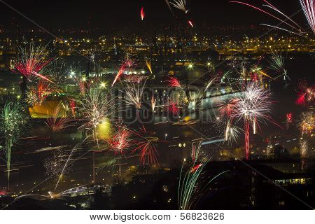 New Year's Eve Fire Works With Docks