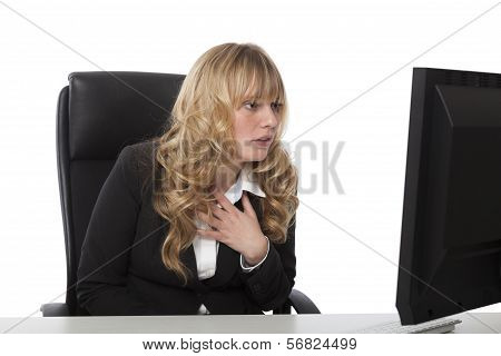 Woman Staring In Consternation At Her Monitor