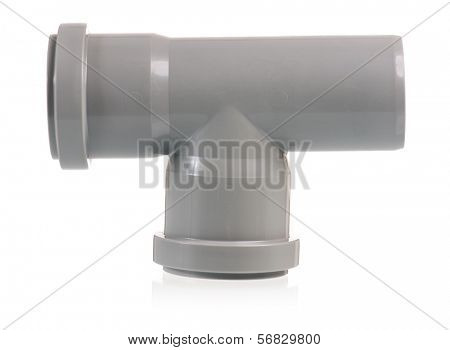 New grey drain pipe, isolated on white background