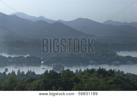 Chinese Park In Hangzhou Near Xihu Lake, China.