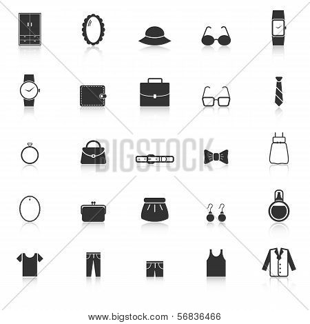 Dressing Icons With Reflect On White Background
