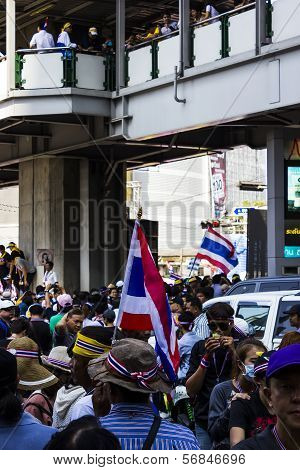 Bangkok,thailand- January 13 : Big Day At Asoke Bts Anti Yingluck Government Protestors Asking To Re