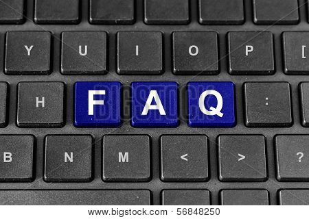 Faq Or Frequently Asked Questions Word On Keyboard