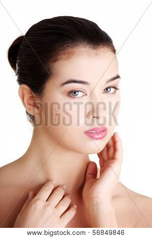 Baeutiful young woman portrait, isolated on white 