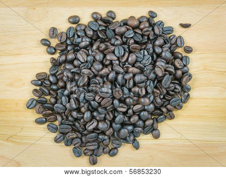 Coffee Beans On Wood