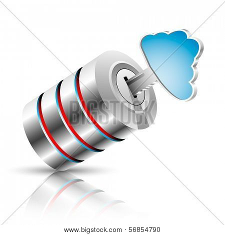 Concept of private information base as a cloud. Vector illustration.
