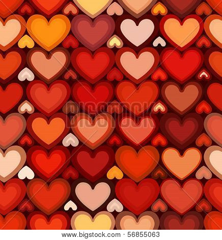 Red mottled hearts vector seamless pattern