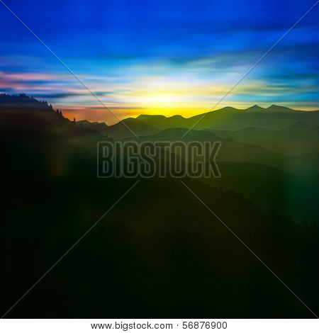 Abstract Background With Mountains And Sunrise