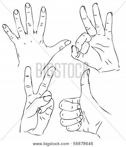 set of hand signs