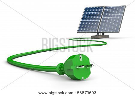 Solar Panel with Green Power Cable